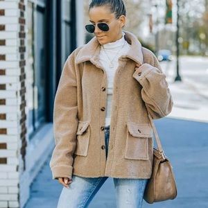 VICI Noble Pocketed Button Up Teddy Jacket